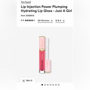 TOO FACED - Lip Injection Power Plumping
Hydrating Lip Gloss - Just A Girl